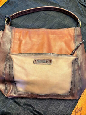 Pikolinos Tricolored Leather Hobo Handbag Brown